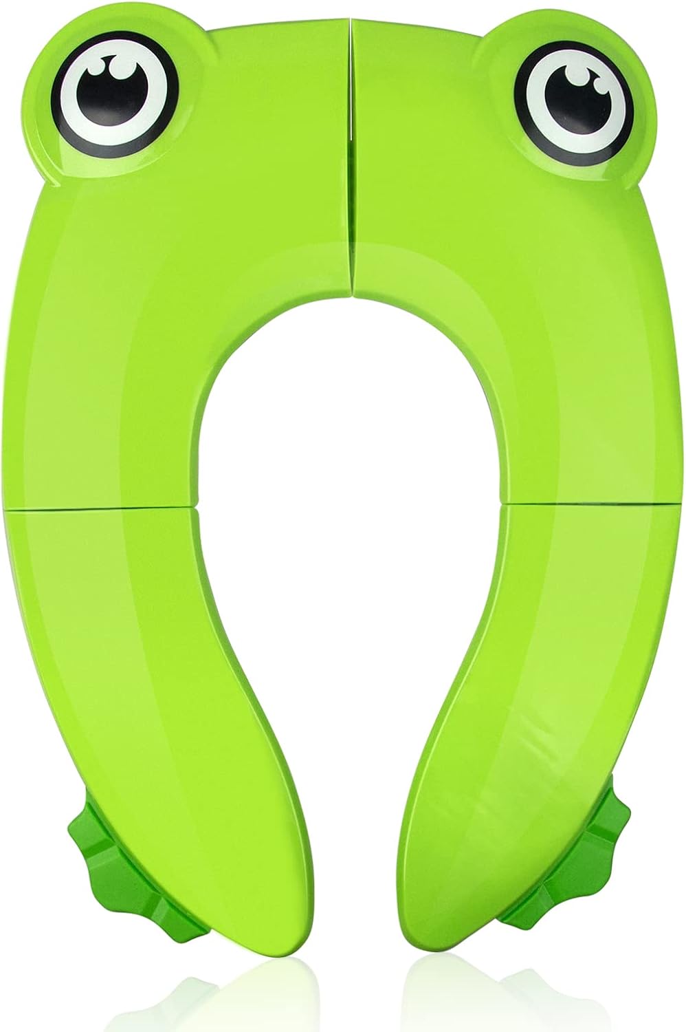 Pejoye Foldable Potty Toilet Training Seat, Travel Portable Toddler Toilet Seat, Folding Potty Training Seat for Kids with 6 Anti Slip Silicone Pads and 1 Carry Bag, Green Frog-0