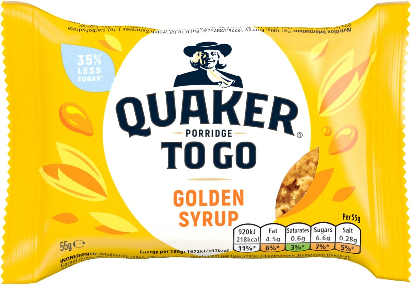 Quaker Porridge To Go Breakfast Bar Golden Syrup 12 x 55 g-1