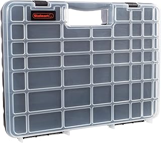 Stalwart 75-ST6073 Portable Storage Case with Secure Locks and 55 Small Bin Compartments for Hardware, Screws, Bolts, Nuts, Nails, Beads, Jewelry and More by Black