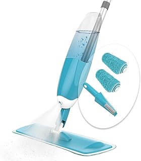 VOUNOT Spray Mop for Cleaning Floors, Microfibre Mop with 2 Washable Pades & 650ml Refillable Bottle, 360 Degree Spin Mop for Hardwood, Marble, Tile, Laminate, Blue