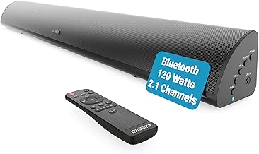 MAJORITY Bluetooth Sound Bar for TV | Built-in Subwoofer | 120 Watts 2.1 Channel Sound | RCA, Optical, and AUX Connection | Wall Mountable | Remote Control included Snowdon TV Soundbar