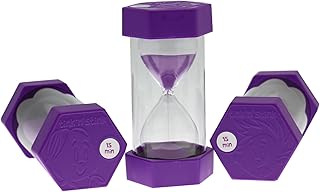 Tink n Stink Large Sand Timer 15 Minute Purple Hourglass with Robust End Caps Quiet Time Management Classroom Exams Meetings Exercise