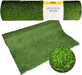 simpa 1 x Quality Non Fade Artificial Grass Pile Roll - 4m x 1m / 13ft x 3.3ft - 20mm Pile Height - Astro Turf Fake Lawn - Tested for Extreme Weather Conditions.