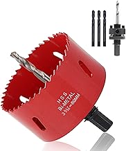 ASelected 80mm BI-Metal Hole Saw M42 HSS Circular Hole Cutter with Hexagon Adapter and Centring Drill Red Bi Metal Holesaw for Plastic, Thin Metal, Cornhole Boards