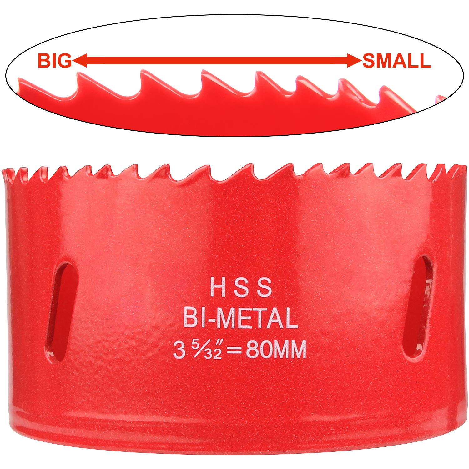 ASelected 80mm BI-Metal Hole Saw M42 HSS Circular Hole Cutter with Hexagon Adapter and Centring Drill Red Bi Metal Holesaw for Plastic, Thin Metal, Cornhole Boards-3