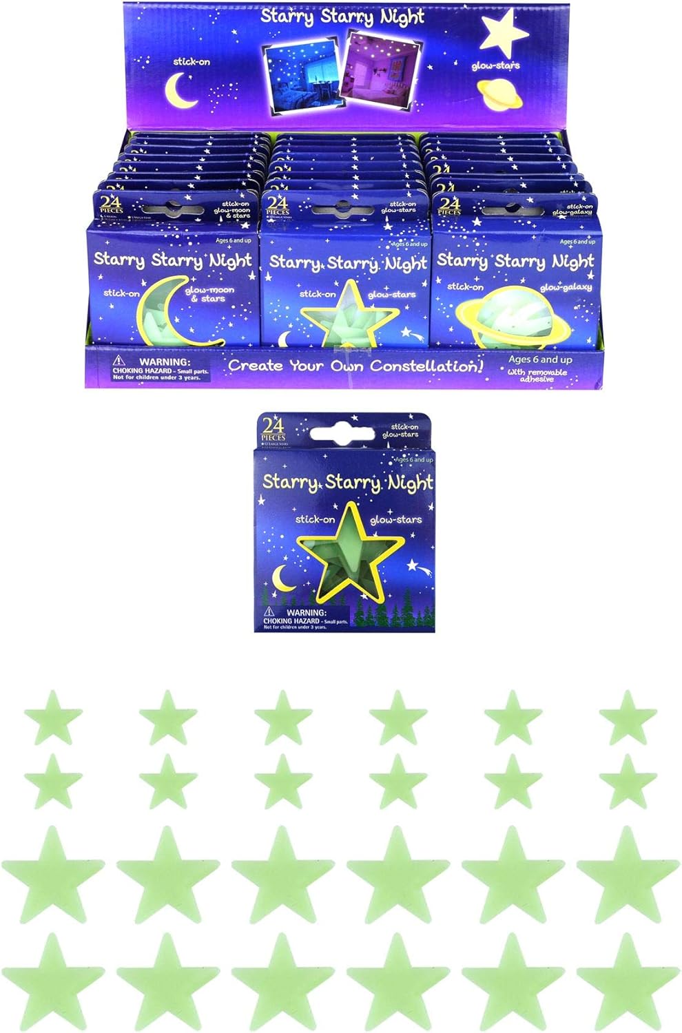 Henbrandt Glow in the Dark Star Stickers 24pcs Party Pack Starry Night Glow in the Dark Wall Stickers for Kids Bedroom Night Light Ceiling Stickers Party Favours Loot Bag Fillers for Girls and Boys-0