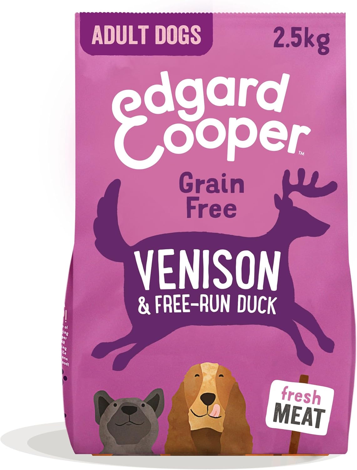 Edgard & Cooper Adult Dry Dog Food - (Venison & Duck,2.5kg), Grain & Gluten Free, Hypoallergenic, Natural Ingredients & fresh meat (Packing May Vary)-0