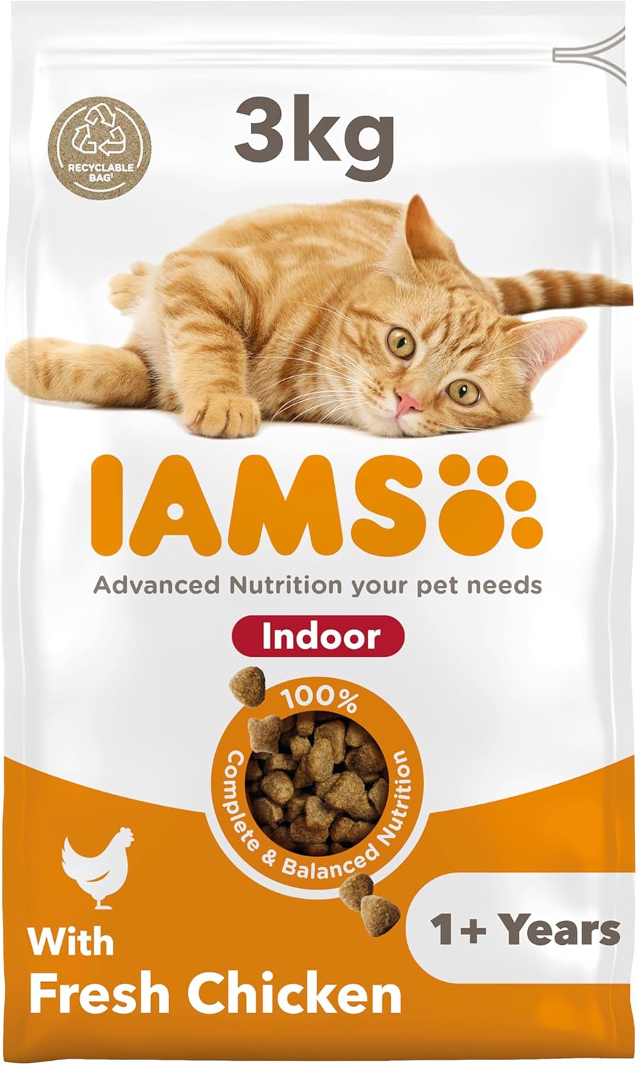 IAMS Indoor Complete Dry Cat Food for Adult and Senior Cats with Chicken 3 kg-0