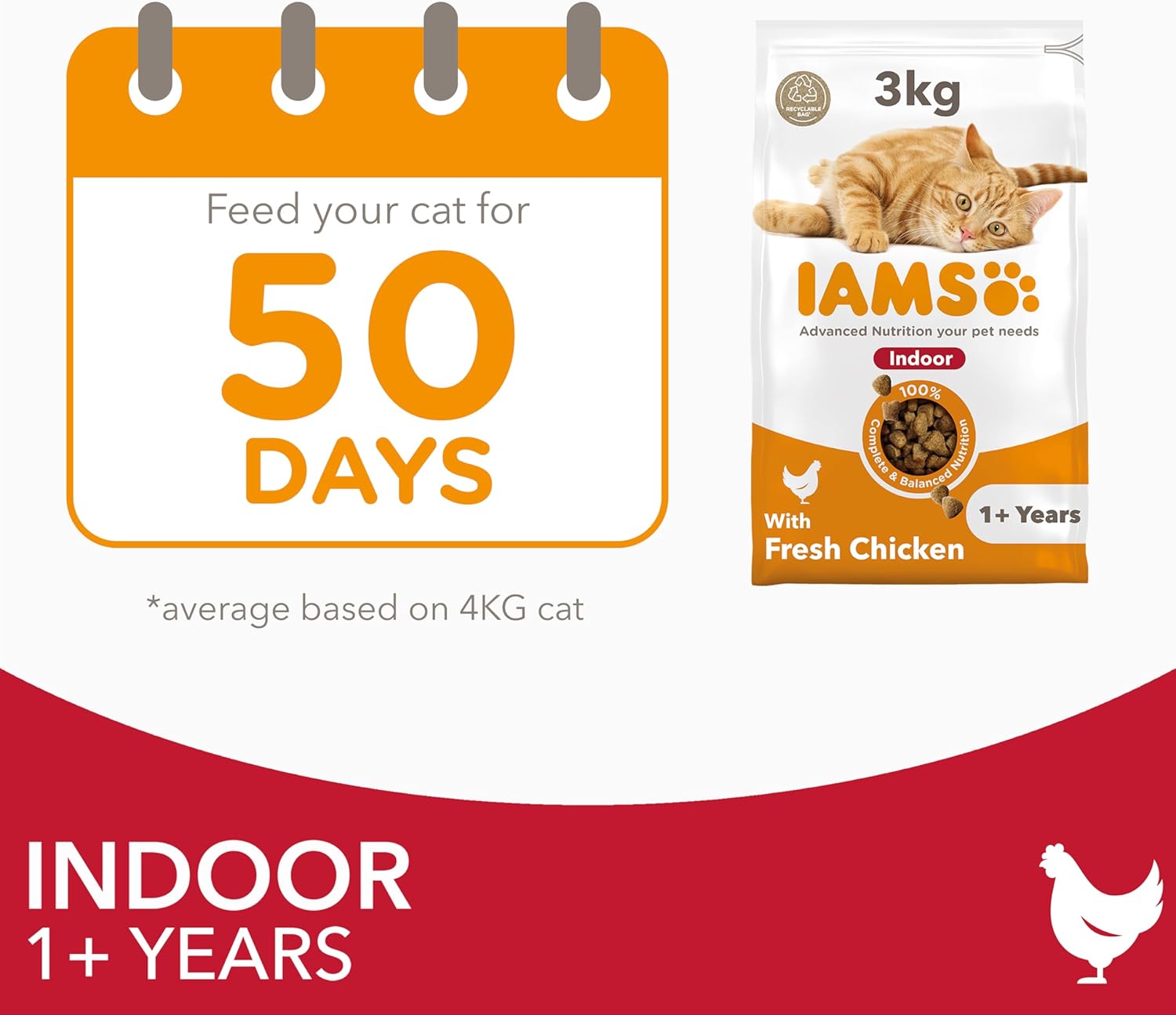 IAMS Indoor Complete Dry Cat Food for Adult and Senior Cats with Chicken 3 kg-4