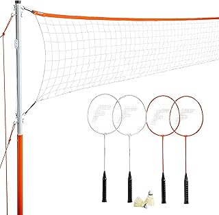 Franklin Sports Badminton Net Sets - Outdoor Backyard + Beach Badminton Net + Equipment Set - (4) Rackets + (2) Birdies + Portable Net Included - Adults + Kids Set