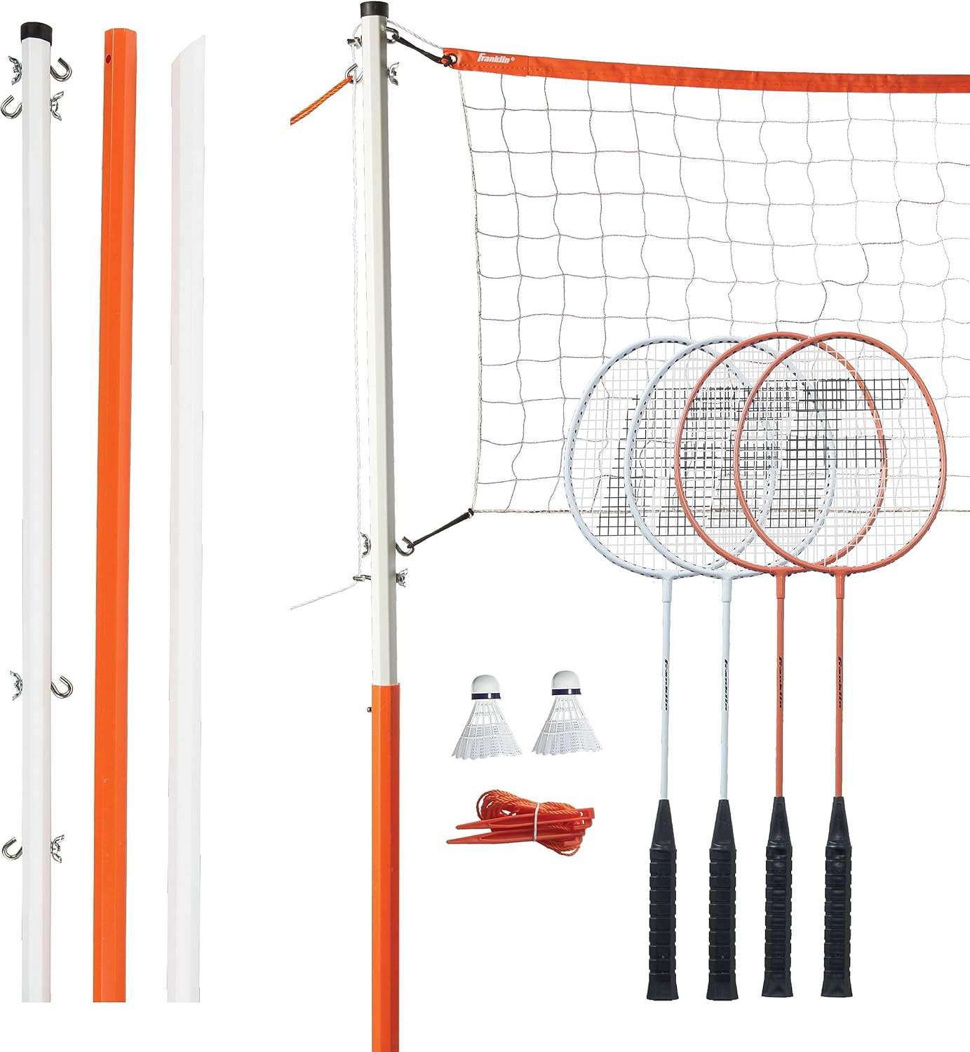 Franklin Sports Badminton Net Sets - Outdoor Backyard + Beach Badminton Net + Equipment Set - (4) Rackets + (2) Birdies + Portable Net Included - Adults + Kids Set-3