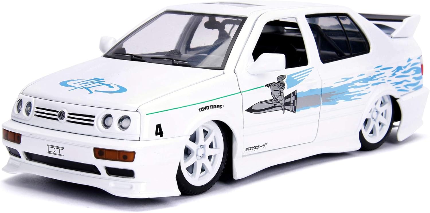 Jada 253203025 Fast and The Furious 1:24 F&F Jesses VW Jetta, White/Blue-0