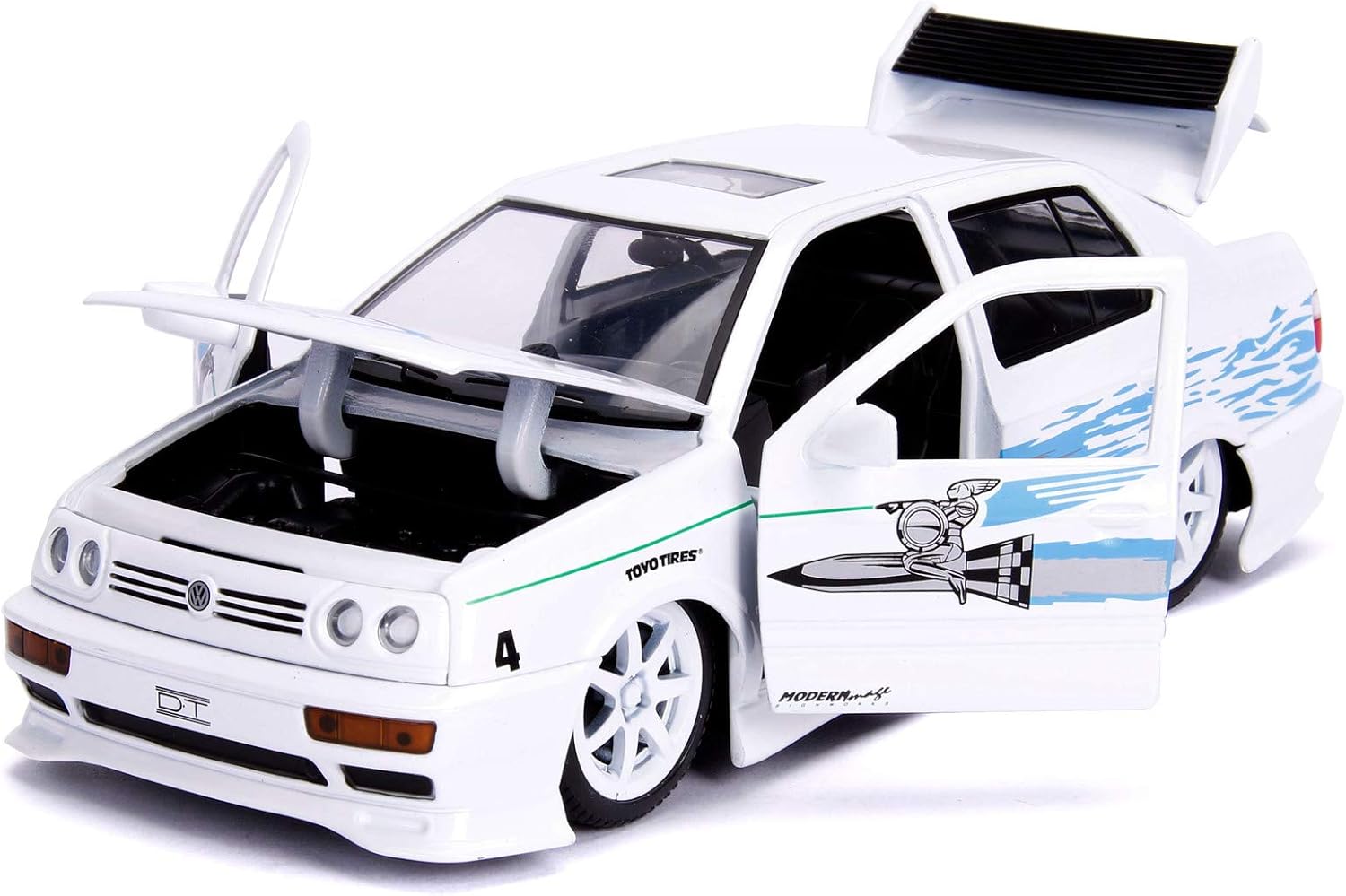 Jada 253203025 Fast and The Furious 1:24 F&F Jesses VW Jetta, White/Blue-1