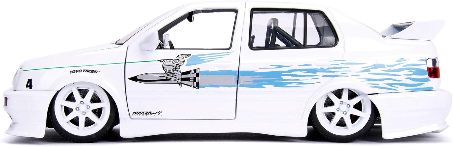 Jada 253203025 Fast and The Furious 1:24 F&F Jesses VW Jetta, White/Blue-3