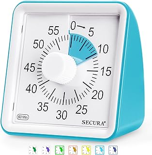 Secura 60-Minute Visual Timer, Classroom Classroom Timer, Countdown Timer for Kids and Adults, Time Management Tool for Teaching (Blue & Blue)