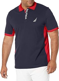 Nautica Men's Short Sleeve Color Block Performance Pique Polo Shirt