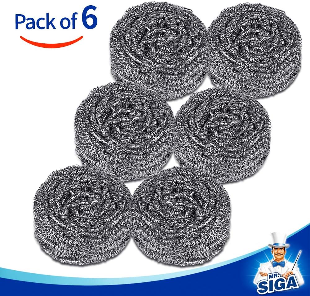 MR.SIGA Stainless Steel Scourer, Pack of 6, 30g-1