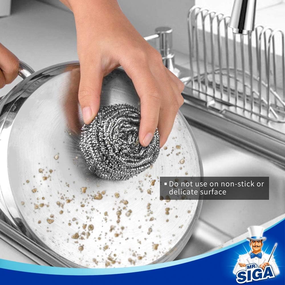 MR.SIGA Stainless Steel Scourer, Pack of 6, 30g-3