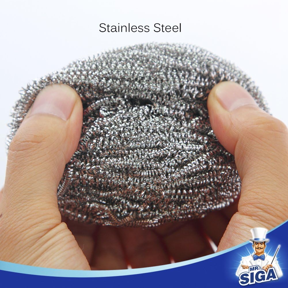 MR.SIGA Stainless Steel Scourer, Pack of 6, 30g-5