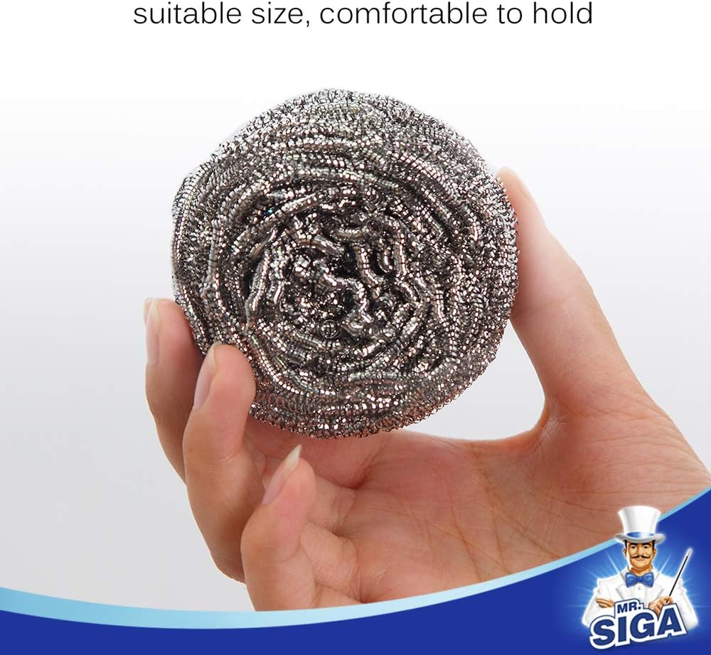 MR.SIGA Stainless Steel Scourer, Pack of 6, 30g-6