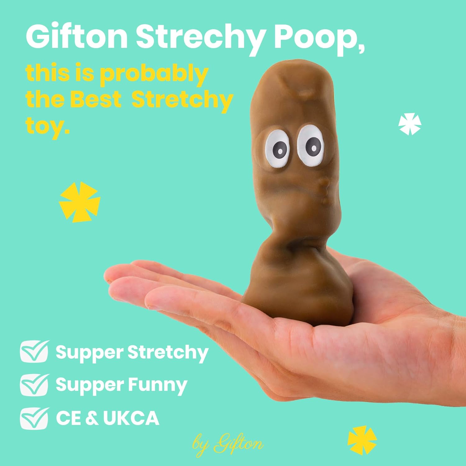 Gifton - Stretchy Poo Stress Relief Ball Fake Poop - Novelty 2020 Design - Gift for Boys Girls Men Women Teen Kids - Funny Birthday Joke Prank Present Christmas Stocking Filler Toys - 1 Supplied-2