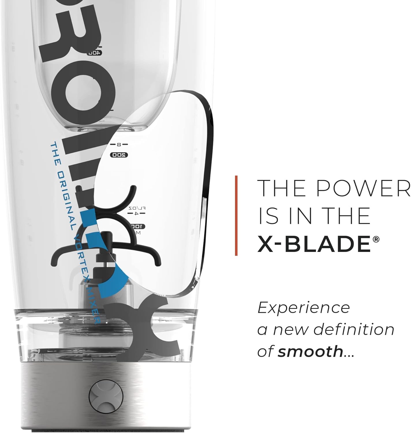 Promixx Pro Shaker Bottle (iX-R Edition) | Rechargeable, Powerful for Smooth Protein Shakes | includes Supplement Storage - BPA Free | 600ml Cup (Silver Blue/Gray)-2