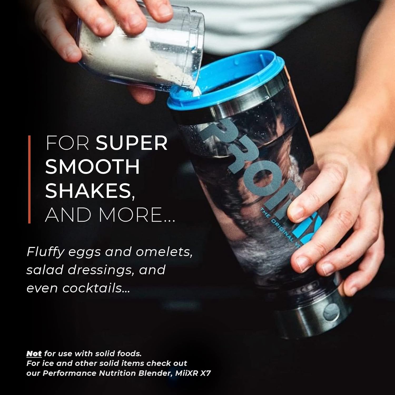 Promixx Pro Shaker Bottle (iX-R Edition) | Rechargeable, Powerful for Smooth Protein Shakes | includes Supplement Storage - BPA Free | 600ml Cup (Silver Blue/Gray)-5