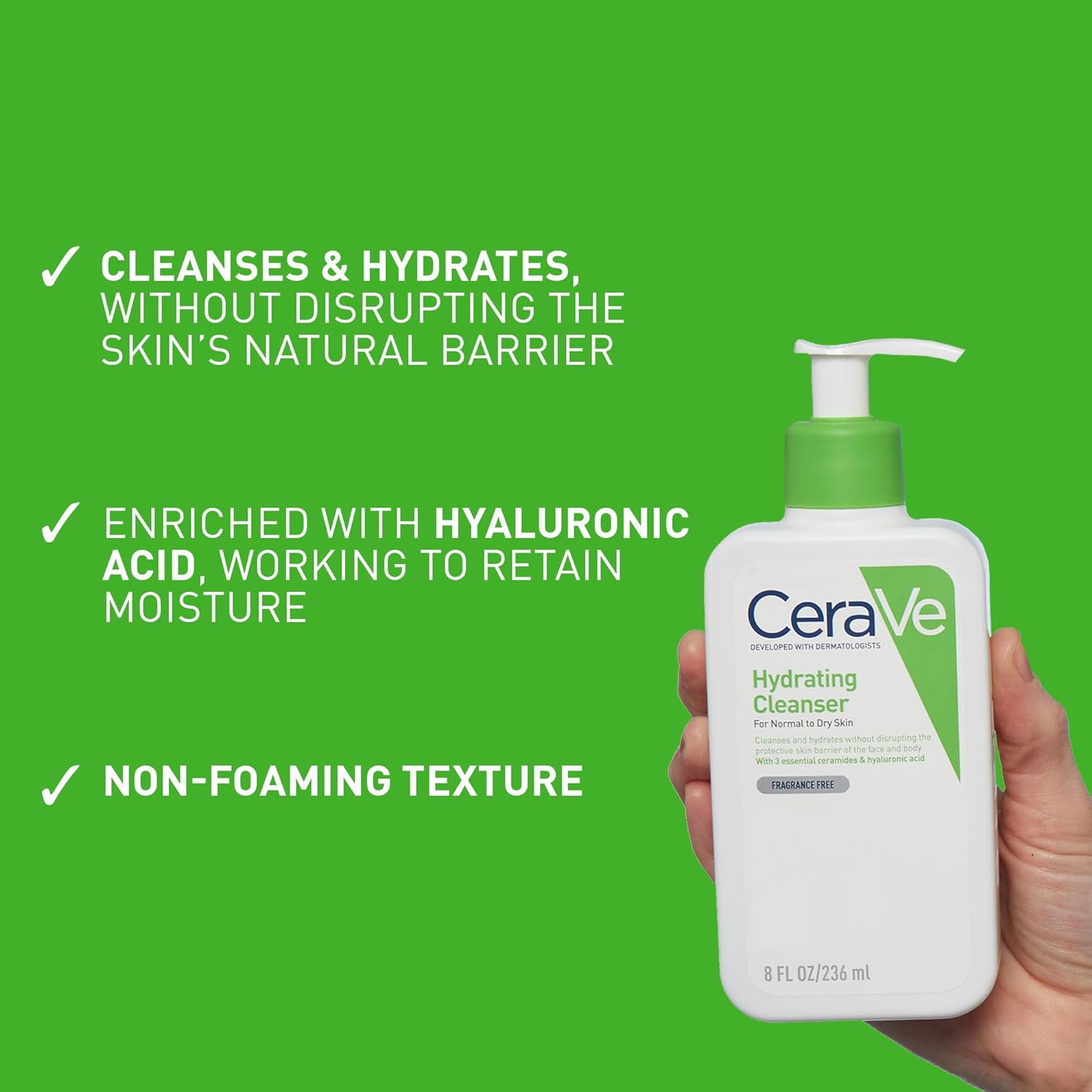 CeraVe Hydrating Cleanser with Hyaluronic Acid and 3 Essential Ceramides for Normal to Dry Skin 1L-3