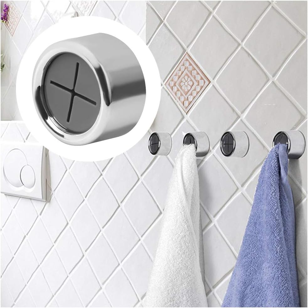 nuoshen 3 Pieces Premium Adhesive Round Towel Holder, Adhesive Towel Hooks Round Wall Mount Hook Tea Towel Holder for Bathroom, Kitchen and Home, No Drilling Required-4