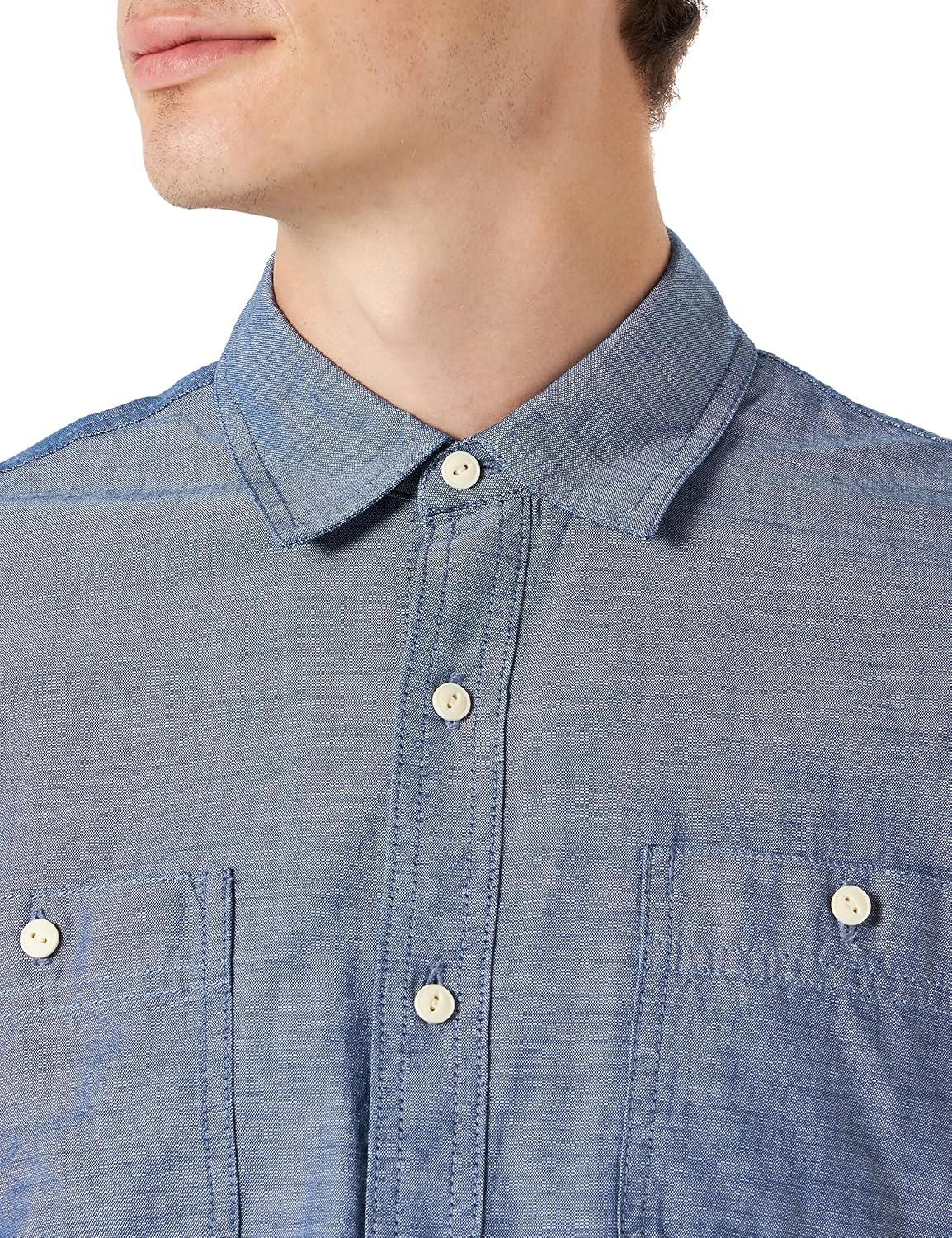 Amazon Essentials Men's Short-Sleeve Chambray Shirt-2