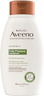 Aveeno Scalp Soothing Oat Milk Blend Shampoo for Daily Moisture and Light Nourishment, Sulfate Free Shampoo, No Dyes or Parabens, 12 fl. oz