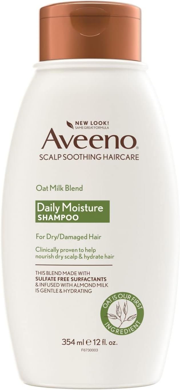 Aveeno Scalp Soothing Oat Milk Blend Shampoo for Daily Moisture and Light Nourishment, Sulfate Free Shampoo, No Dyes or Parabens, 12 fl. oz-0