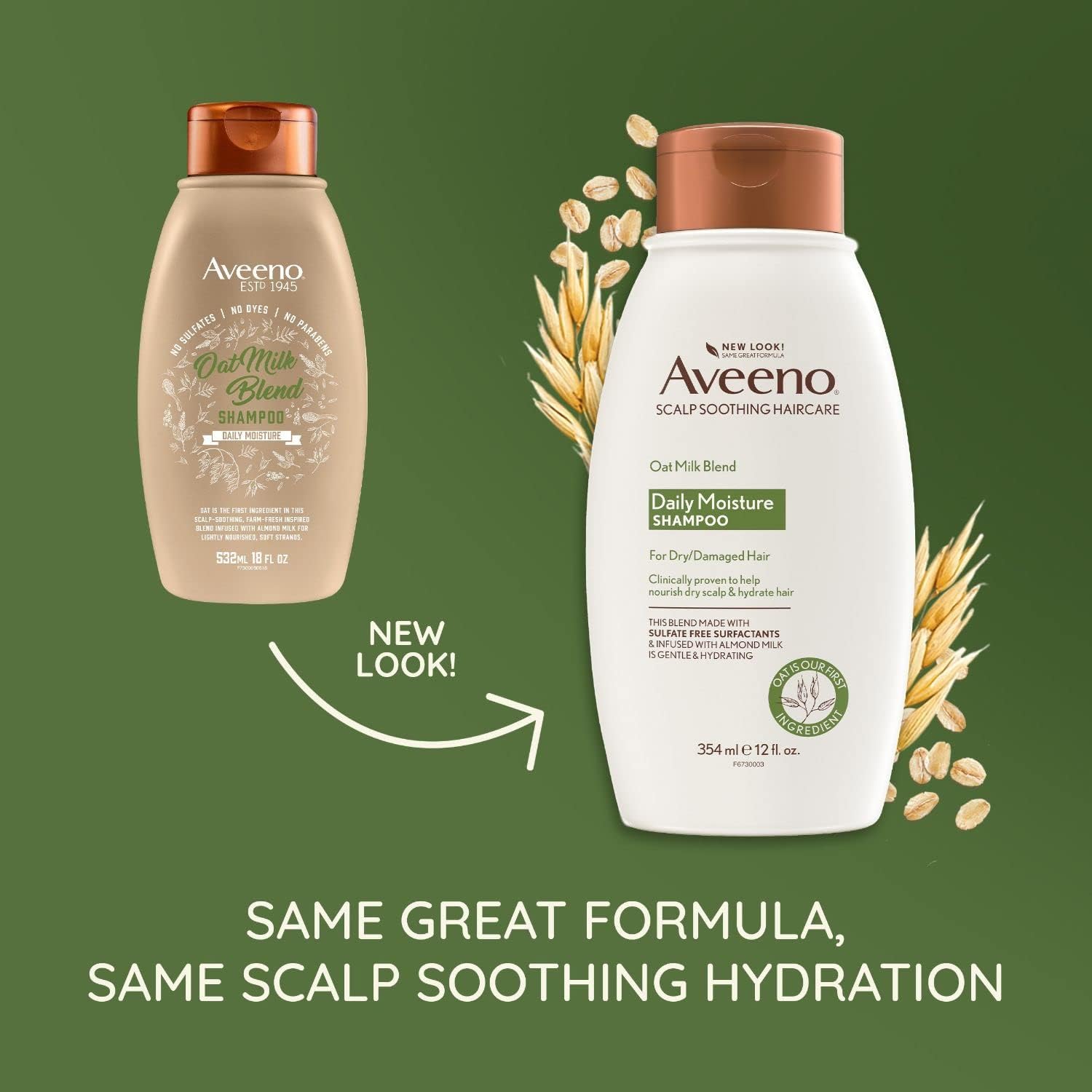 Aveeno Scalp Soothing Oat Milk Blend Shampoo for Daily Moisture and Light Nourishment, Sulfate Free Shampoo, No Dyes or Parabens, 12 fl. oz-1