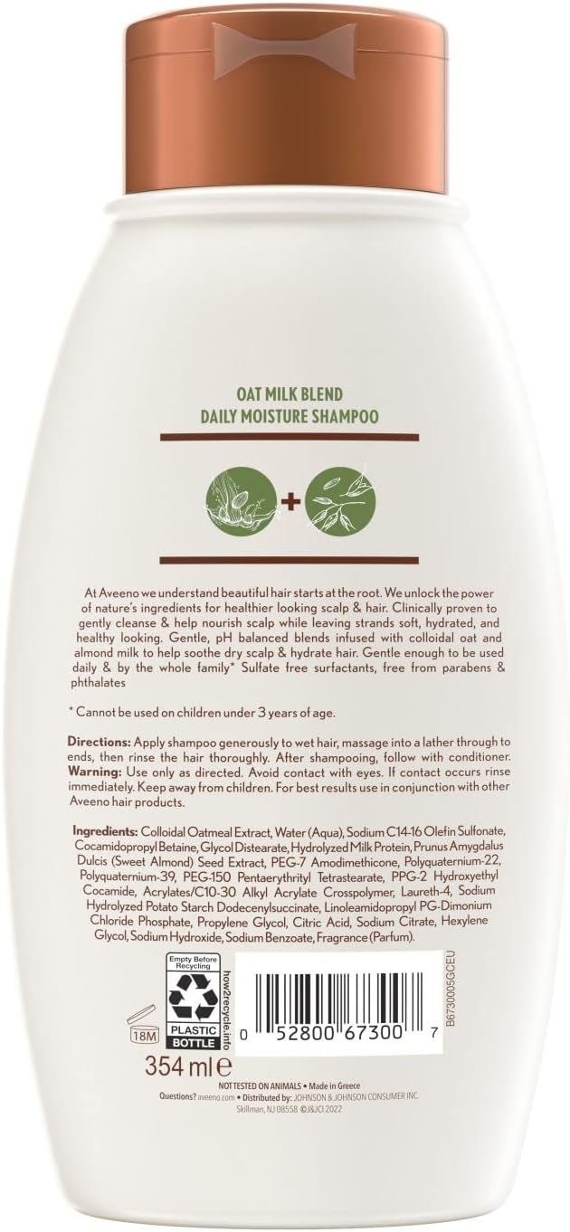 Aveeno Scalp Soothing Oat Milk Blend Shampoo for Daily Moisture and Light Nourishment, Sulfate Free Shampoo, No Dyes or Parabens, 12 fl. oz-6