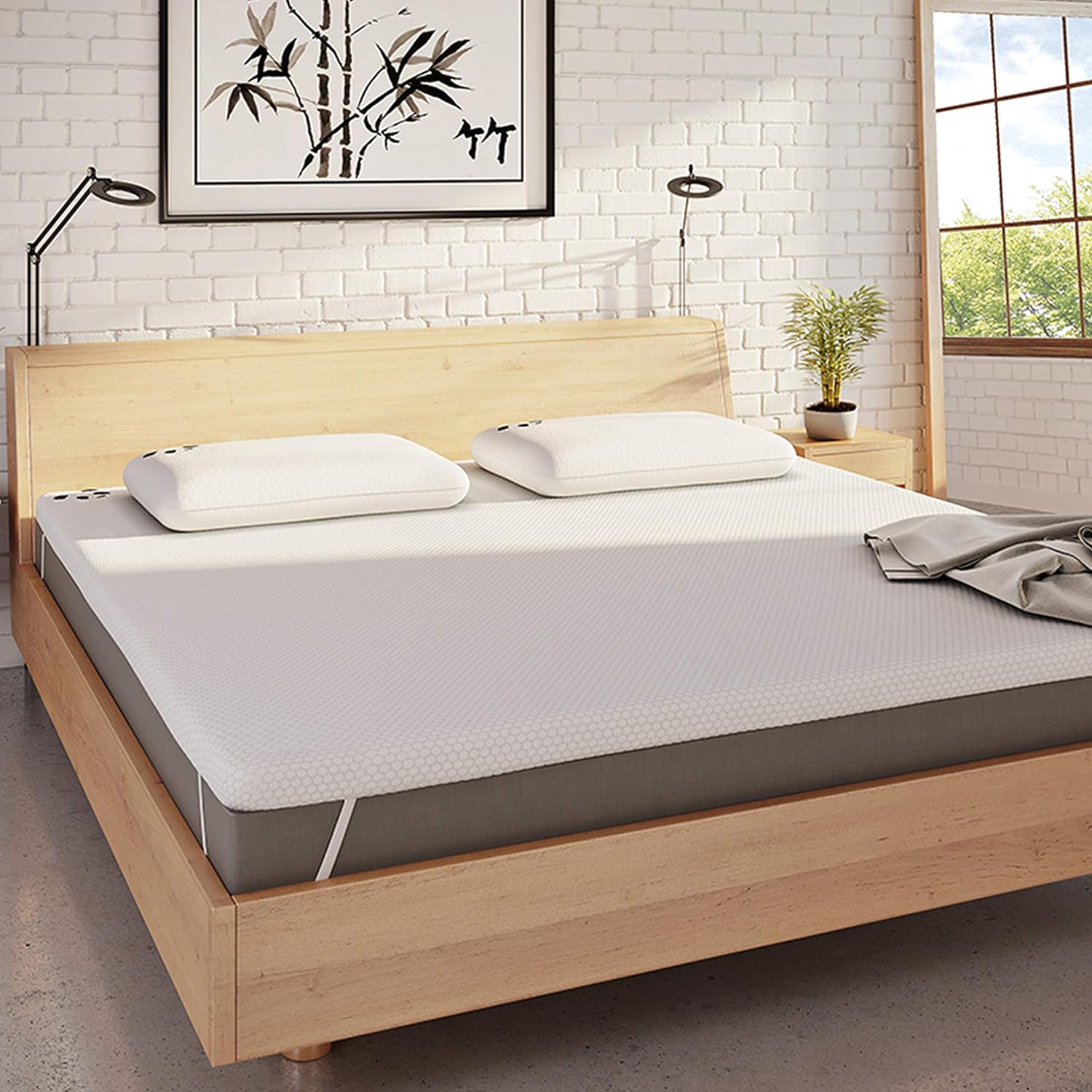 The Topper - Gel Infused Memory Foam (Hydro-Foam) Bamboo Mattress Topper (EU Emperor: 200 x 200 x 5 cm) White-1