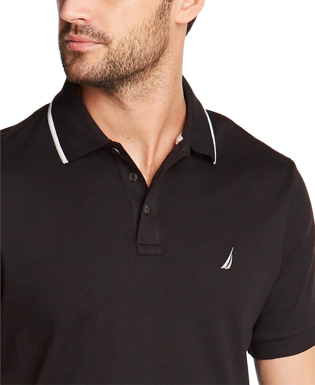 Nautica Men's Classic Fit Short Sleeve Dual Tipped Collar Polo Shirt-3