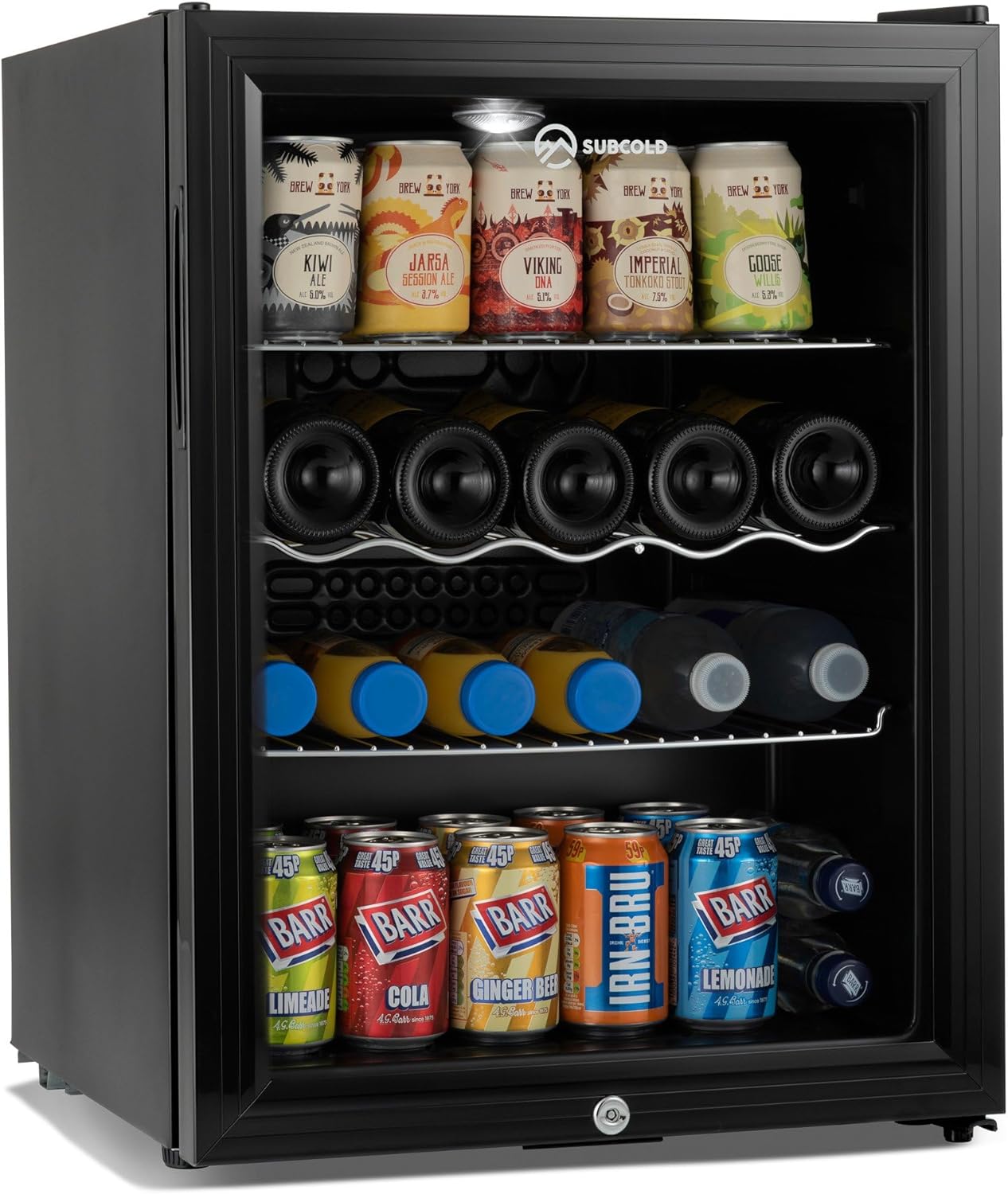 Subcold Super65 LED - Table-Top Fridge | 65L Beer, Wine & Drinks Fridge | LED Light + Lock & Key | Energy Efficient (Black)-0