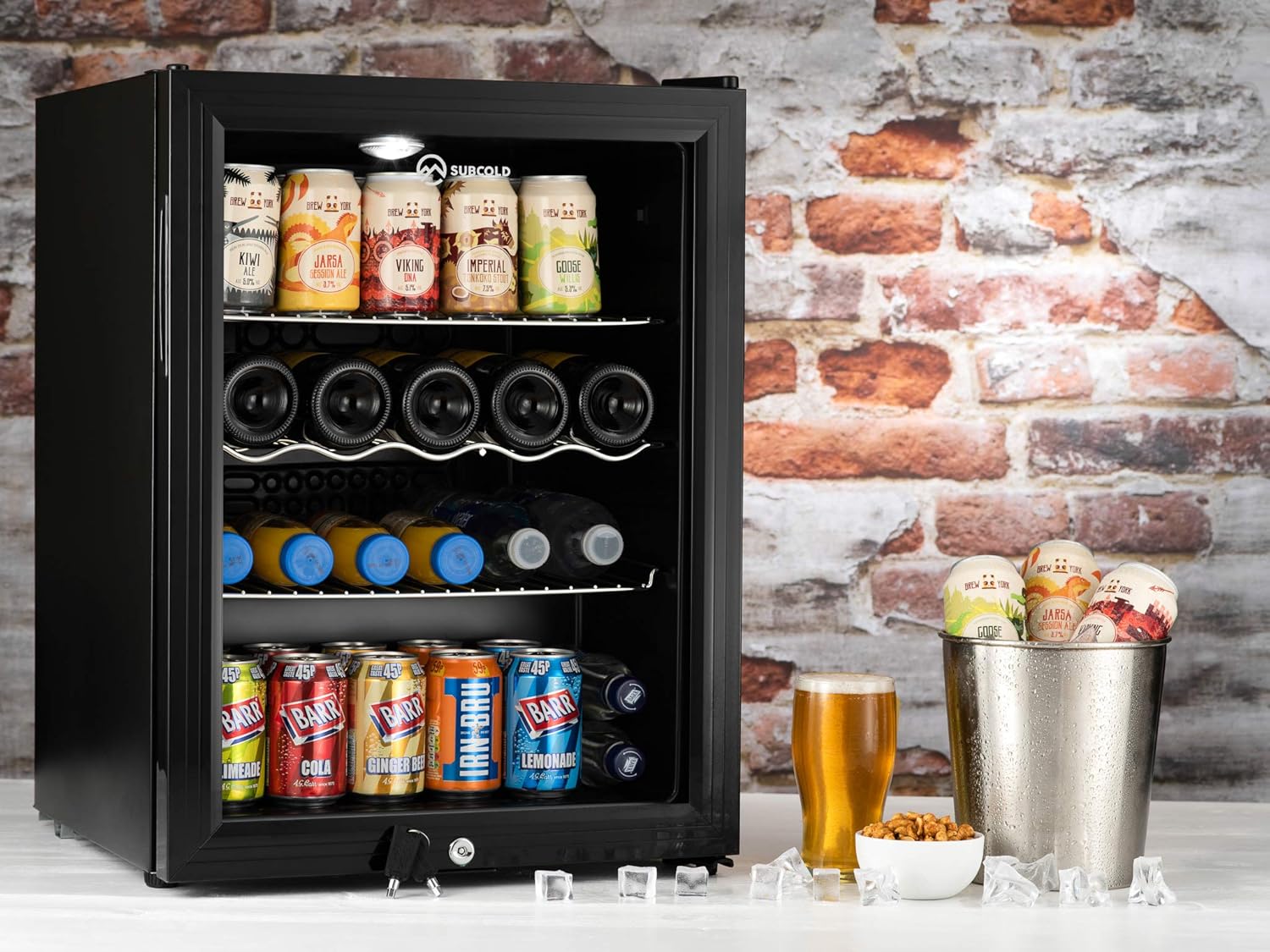 Subcold Super65 LED - Table-Top Fridge | 65L Beer, Wine & Drinks Fridge | LED Light + Lock & Key | Energy Efficient (Black)-1