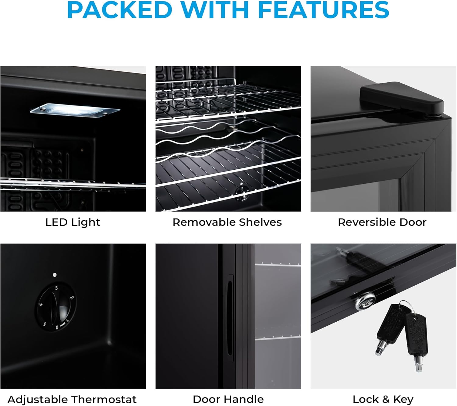 Subcold Super65 LED - Table-Top Fridge | 65L Beer, Wine & Drinks Fridge | LED Light + Lock & Key | Energy Efficient (Black)-6