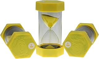 Tink n Stink Large Sand Timer 3 Minute Yellow Hourglass with Robust End Caps Quiet Time Management Classroom Games Home Office…