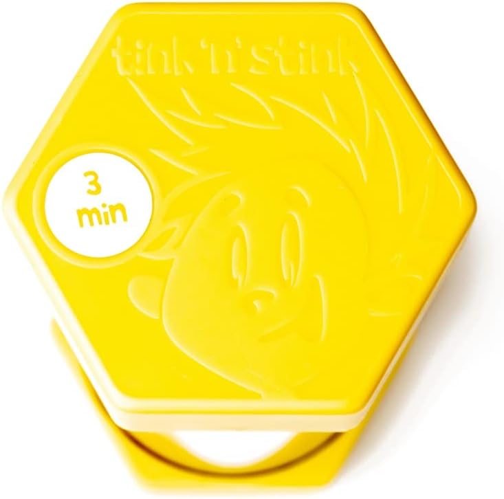 Tink n Stink Large Sand Timer 3 Minute Yellow Hourglass with Robust End Caps Quiet Time Management Classroom Games Home Office…-6