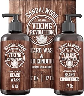 Viking Revolution - Beard Shampoo And Conditioner - Natural Beard Wash & Beard Conditioner With Argan & Jojoba Oils - Softens & Strengthens - Gifts For Men - Sandalwood - 2 x 500 ml