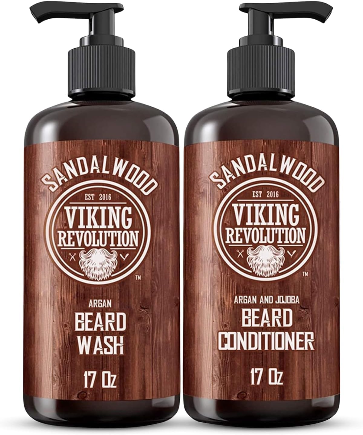 Viking Revolution - Beard Shampoo And Conditioner - Natural Beard Wash & Beard Conditioner With Argan & Jojoba Oils - Softens & Strengthens - Gifts For Men - Sandalwood - 2 x 500 ml-8