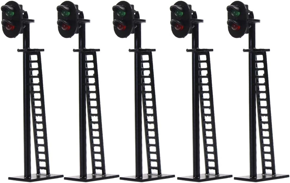 JTD03 5pcs Model Railway 2-Light Block Signal Green/Red HO Scale 6.4cm 12V Led Traffic lights for Train Layout New-0