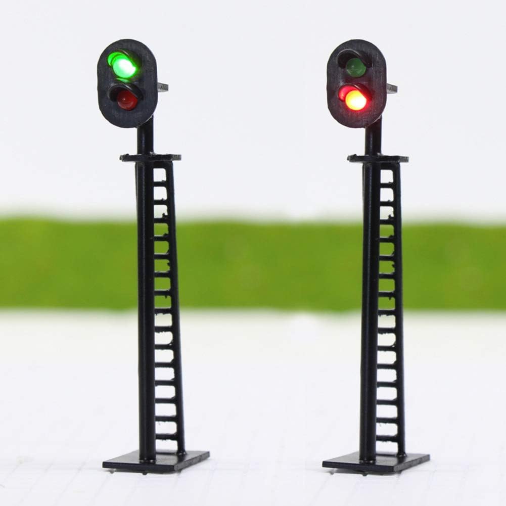 JTD03 5pcs Model Railway 2-Light Block Signal Green/Red HO Scale 6.4cm 12V Led Traffic lights for Train Layout New-1