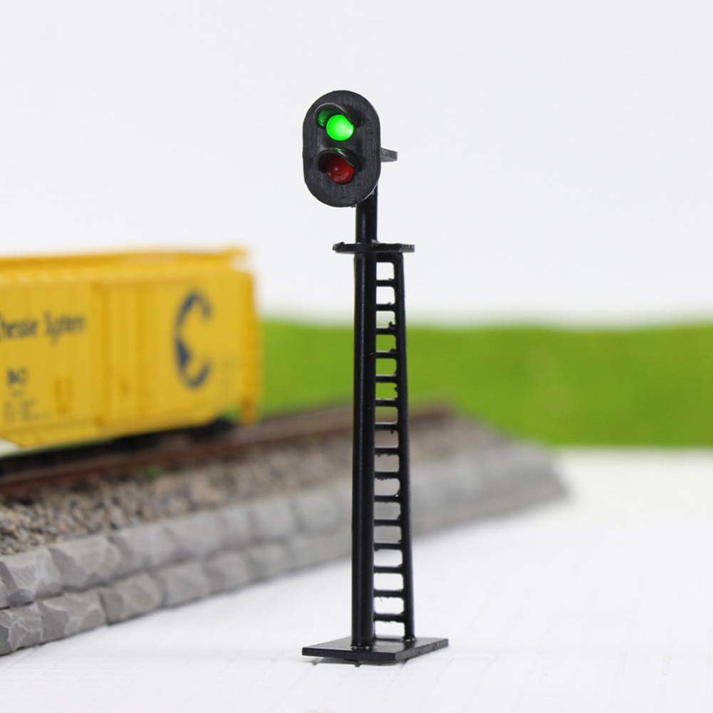 JTD03 5pcs Model Railway 2-Light Block Signal Green/Red HO Scale 6.4cm 12V Led Traffic lights for Train Layout New-3