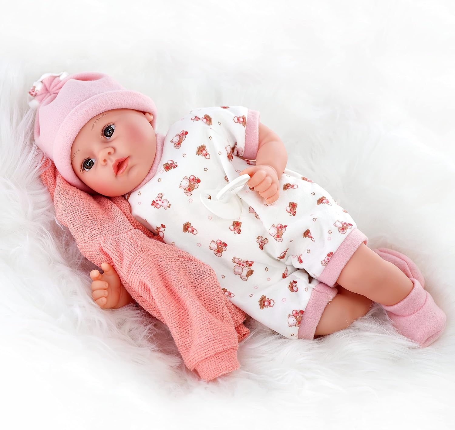 The Magic Toy Shop Bibi Doll - 18" Lifelike Large Size Soft Bodied Baby Doll Girls Boys Toy Dolly With Sounds and Comforter (Peach)-1