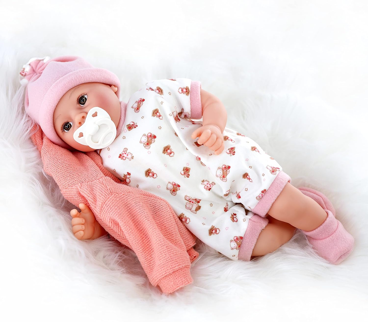 The Magic Toy Shop Bibi Doll - 18" Lifelike Large Size Soft Bodied Baby Doll Girls Boys Toy Dolly With Sounds and Comforter (Peach)-2