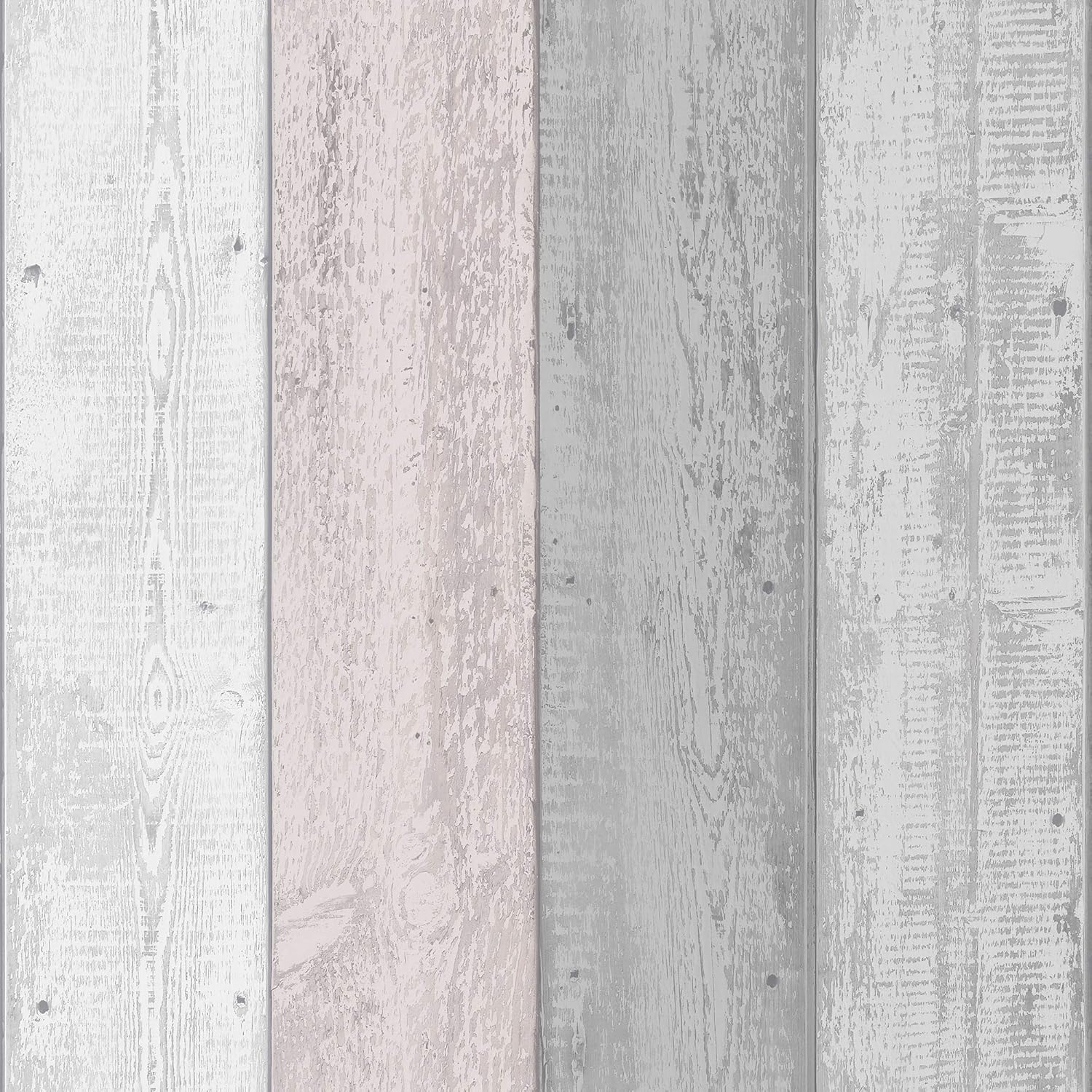 Arthouse Pink & Grey Painted Wood Effect Wallpaper - Wide Wood Planks - Distinctive & Modern has a Natural Beauty of its own - Palette of Greys & Pinks Softens & Introduces a Light & Airy Feel 902809-0