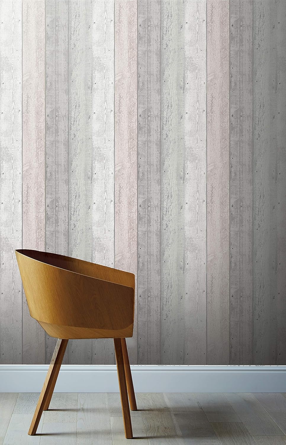 Arthouse Pink & Grey Painted Wood Effect Wallpaper - Wide Wood Planks - Distinctive & Modern has a Natural Beauty of its own - Palette of Greys & Pinks Softens & Introduces a Light & Airy Feel 902809-6